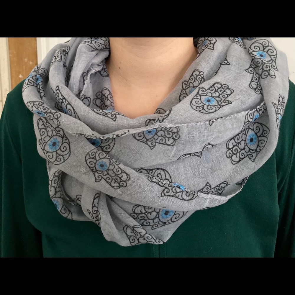 Blue Infinity Scarf with Eye Design